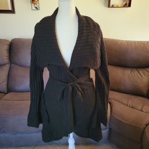 Vintage Lulamari By Anthropology black wool wrap cardigan size large